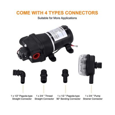 Image showing  12V Water Pressure Diaphragm Pump with Filter, 3.3 GPM