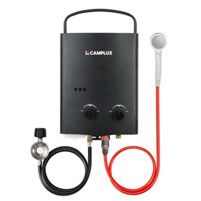 Camplux 1.32 GPM 34,000 BTU Outdoor Portable Propane Tankless Water Heater, Black