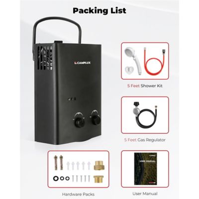 Image showing  1.32 GPM 34,000 BTU Outdoor Portable Propane Tankless Water Heater, Black