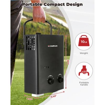 Image showing  1.32 GPM 34,000 BTU Outdoor Portable Propane Tankless Water Heater, Black