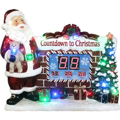 Fraser Hill Farm Indoor/Outdoor Oversize Christmas Decor with Long-Lasting LED Lights, Musical Countdown Clock with Santa, Tree
