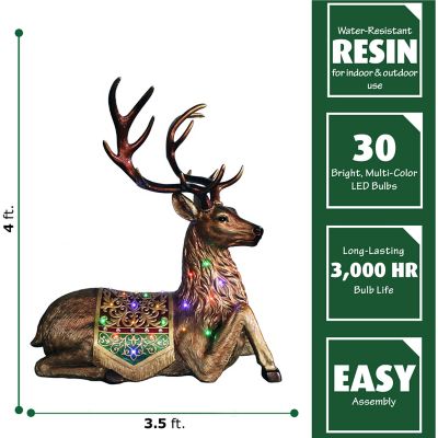 Image showing  4 ft. Sitting Reindeer Decoration with Metallic Finish