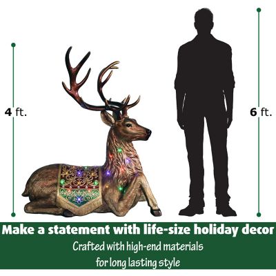 Image showing  4 ft. Sitting Reindeer Decoration with Metallic Finish