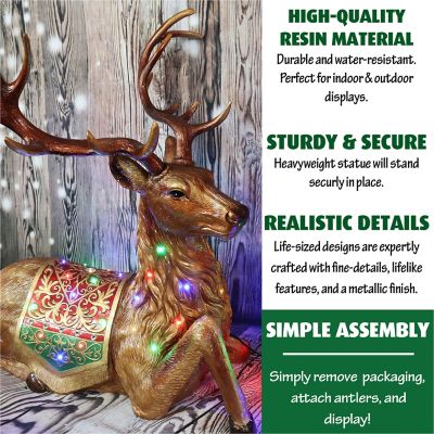 Image showing  4 ft. Sitting Reindeer Decoration with Metallic Finish