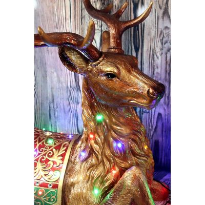Image showing 5 th Fraser Hill Farm 4 ft. Sitting Reindeer Decoration with Metallic Finish