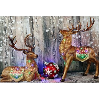 Image showing 6 th Fraser Hill Farm 4 ft. Sitting Reindeer Decoration with Metallic Finish