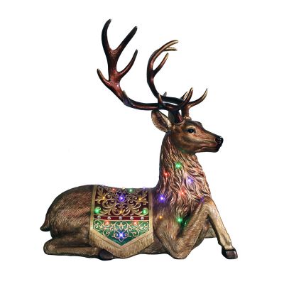 Image showing 7 th Fraser Hill Farm 4 ft. Sitting Reindeer Decoration with Metallic Finish