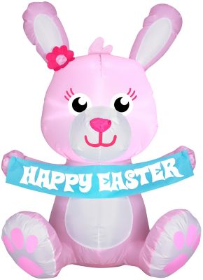 Gemmy Airblown Outdoor Happy Easter Pink Bunny Inflatable