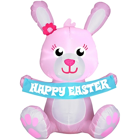 Gemmy Airblown Outdoor Happy Easter Pink Bunny Inflatable