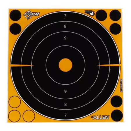 EZ Aim Adhesive Splash Reactive Paper Shooting Targets Bullseye 8 in x 8 in 30-Pack Black/Orange Shooting Targets