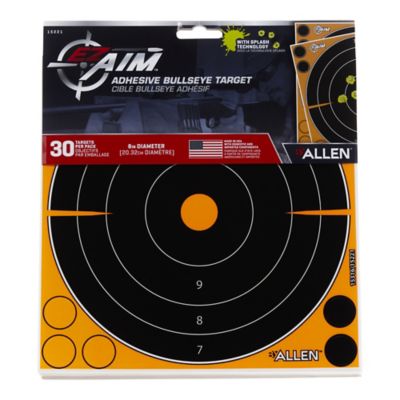Image showing  Adhesive Splash Reactive Paper Shooting Targets, Bullseye, 8 in. x 8 in., 30 pk., Black/Orange