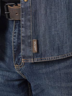 Image showing  Men's Retro Western Long-Sleeve Button-Down Shirt