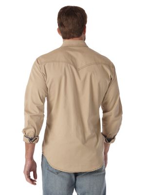 Image showing  Men's Retro Western Long-Sleeve Button-Down Shirt