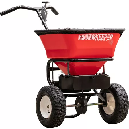 Buyers Products Walk-behind all-weather broadcast spreader with 100 lb capacity extends up to 24 feet. Salt Spreaders