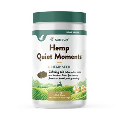 NaturVet Hemp Quiet Moments Plus Hemp Seed Soft Chew Calming Supplement Treats for Dogs, 60 ct. Magic, pure magic! Like with people, melatonin either works for you or it does not, but if you have a pup that has issues with stressful situations it is certainly worth a try