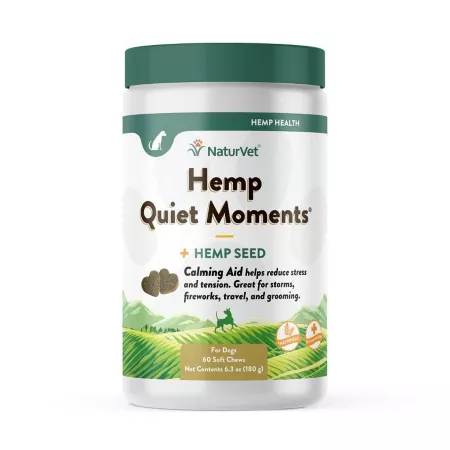 NaturVet Hemp Quiet Moments Plus Hemp Seed Soft Chews for Dogs 60 ct Dog Anxiety Supplements