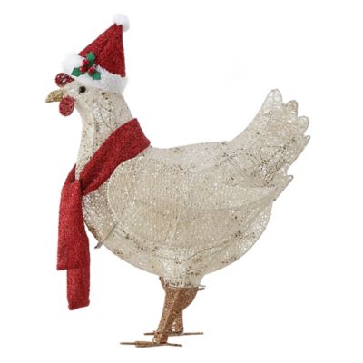 outdoor holiday rooster and hen light decorations - wow