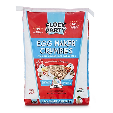 Flock Party Egg Maker Complete Crumbles for Laying Hens, 25 lb.