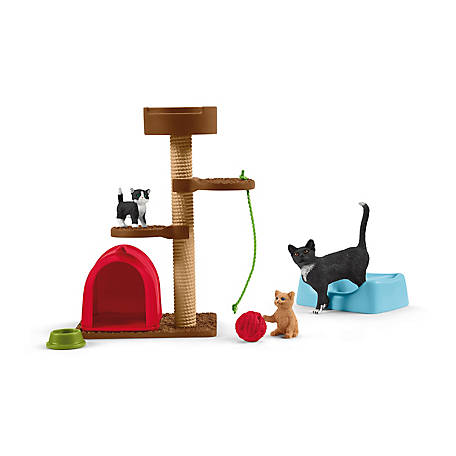 Schleich GREY SITTING CAT solid plastic toy PET farm animal predator NEW * 