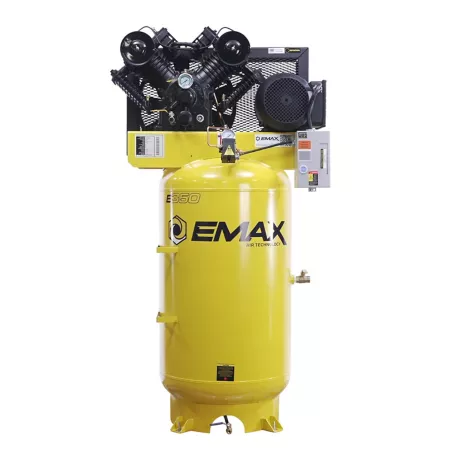 EMAX 7.5 HP 80 gal V4 2-Stage Industrial Pressure Lubricated Pump Air Compressor 175 PSI Single Phase 31 CFM to 100 PSI Stationary Air Compressors