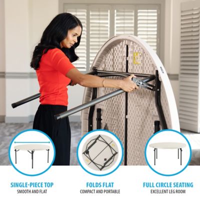 Image showing 5 th Lifetime 60 in. Tables and Cart Combo, Almond, 15 pk.