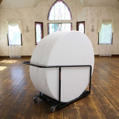 Image showing 9 th Lifetime 60 in. Tables and Cart Combo, Almond, 15 pk.