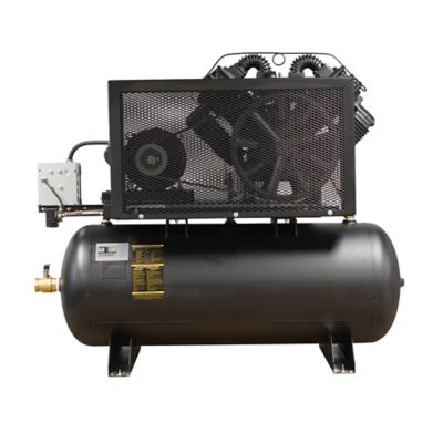 Image showing  Industrial 20HP V4 76CFM 3 Phase 230V 2-Stage 120 Gal. Horizontal Stationary Electric Air Compressor