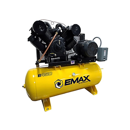 EMAX Plus 25HP 120 gal. 2 Stage 3 Phase Industrial V4 Pressure lubricated 96CFM @ 100PSI Electric Air Compressor