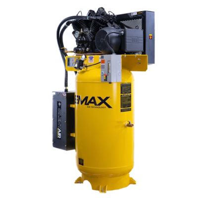 Image showing  7.5 HP 80 gal. 2-Stage Industrial V4 Pressure Lubricated Pump SILENT Air Compressor, 175 PSI, 1-Phase, 31 CFM at 100 PSI