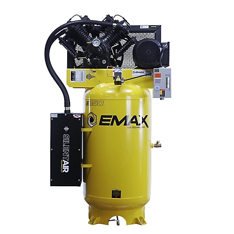 EMAX 7.5HP 80G 2-Stage Single Phase Industrial V4 Pressure Lubricated Pump  31CFM@100 PSI SILENT Air Compressor-ES07V080V1