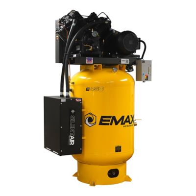 EMAX 7.5 HP 120 gal. 2-Stage 3 Phase Industrial V4 Pressure lubricated Pump 31 CFM @ 100PSI Plus SILENT Air Compressor