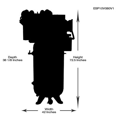 Image showing 9 th EMAX 10 HP 80 gal. 2-Stage Industrial V4 Pressure Lubricated Pump SILENT Air Compressor, 175 PSI, 1-Phase, 38 CFM at 100 PSI