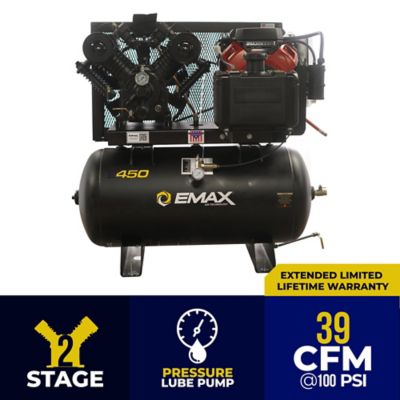 EMAX 18HP 30G Elec. Start 2-Stg Industrial V4 Pressure Lubricated Pump 39CFM at 100PSI Gas powered Air Compressor-EGES1830ST