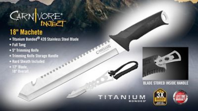Image showing 5 th Camillus Carnivore Inject 18 in. Titanium Bonded Machete, 5 in. Trimming Knife, Molded Sheath