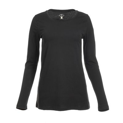 Blue Mountain Women's Long-Sleeve Solid Scoop Neck T-Shirt