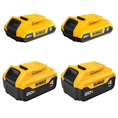 DeWALT 20A MAX 2A 4A Lithium Power Tool Battery, 4-Pack