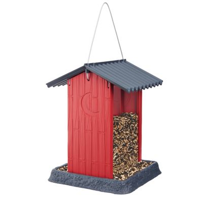 North States Red Shed Hanging Hopper Bird Feeder, 4.5 lb. Capacity No perch area for the birds to sit and eat so they rarely go to this feeder