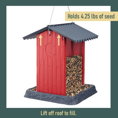 Image showing  4.5 lb. Red Shed Hanging Hopper Bird Feeder