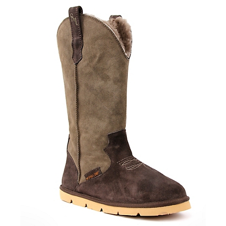 Superlamb Women's Real Sheepskin and Suede Cowboy Boots