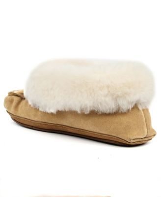 Image showing 3 th Superlamb Women's Sheepskin and Suede Moccasins, Beige
