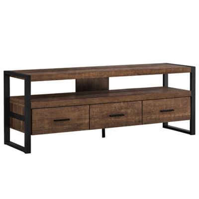 Monarch Specialties Rustic TV Stand with 3 Drawers for TVs Up to 60 in.