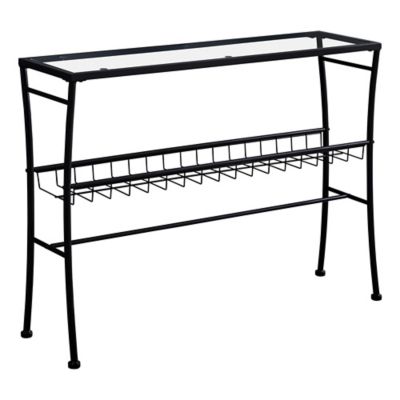 Monarch Specialties Glass-Top Hall Console Table with Storage Rack, 42 in.