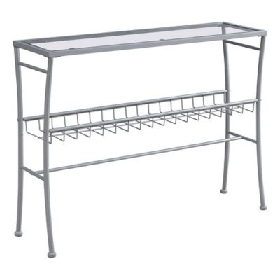 Monarch Specialties Glass-Top Hall Console Table with Storage Rack, 42 in.