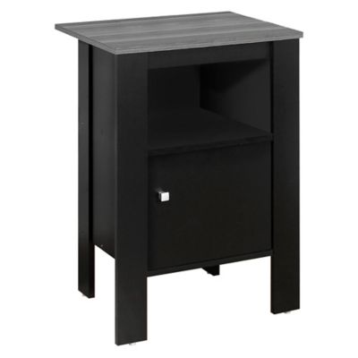 Monarch Specialties Night Stand with Storage, Black/Gray