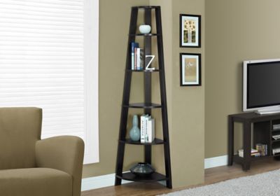Image showing  Monarch Specialties 5-Shelf Corner Etagere Bookcase, 72 in.