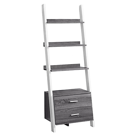 Monarch Specialties 69 in. Ladder Bookcase with 2 Drawers