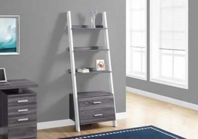 Image showing  69 in. Ladder Bookcase with 2 Drawers