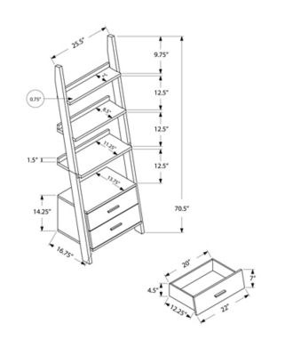 Image showing  69 in. Ladder Bookcase with 2 Drawers