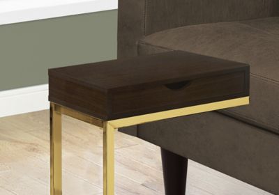 Image showing  C-Shaped Metal Accent Side Table with Drawer