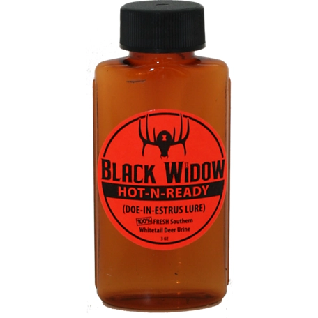 Black Widow Deer Lures Hot-N-Ready Red Label Southern Deer Lure Bottle, 1.25 oz.